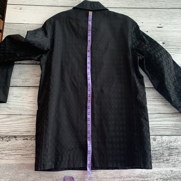 Aquascutum Vintage 80s Short Trench Coat Black Check Mid Mac Jacket - Picture 15 of 16